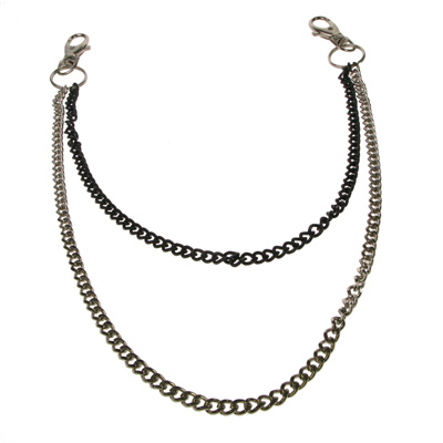 Bullet 69 Funky Punk - Double Chaîne de portefeuille/chaîne de hanche - Couleur argent/Noir